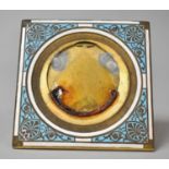 A Small Enamelled Easel Backed Frame of Square Form, 9cm Square
