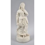 A Continental Parian Study of Maiden with Fan, Fingers AF, 34cm high