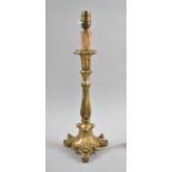 A Re-wired Gilt Table Lamp on Tripod Base, 41cm High