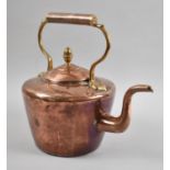 A Copper and Brass Kettle with Acorn Finial, 28cm high