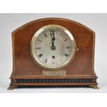 An Early Mid Walnut Cased Presentation Mantle Clock with Plaque to Mr A Powell by Newtown Hockey