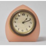 A Small Edwardian Opaque Pink Glass Lancet Clock, 9cm high, Working Order
