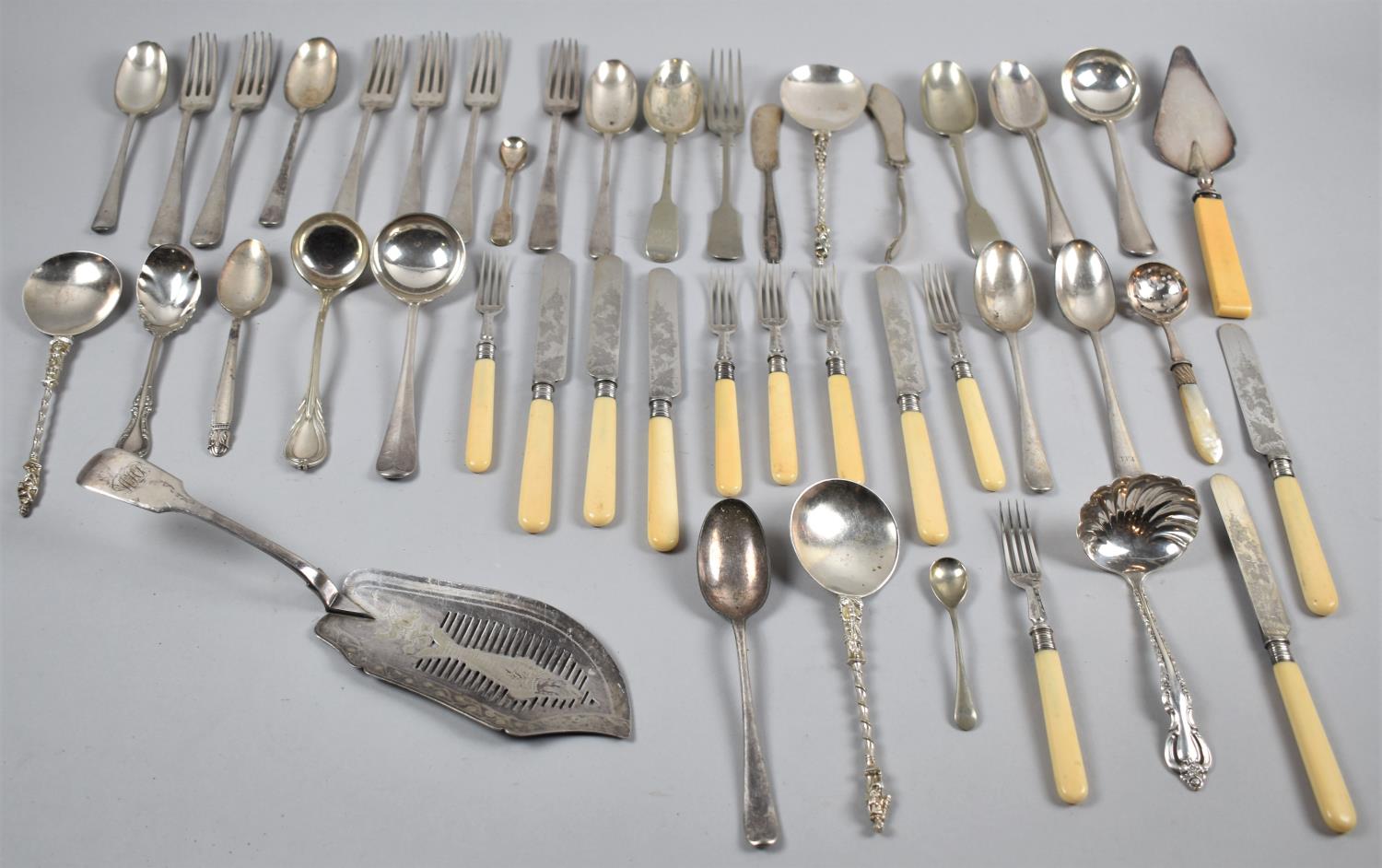 A Collection of Silver Plated and Bone Handled Cutlery