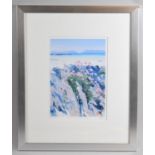 A Framed Artist Proof Print, "Sea Pinks and Small Isles" by Upton, 20x29cm