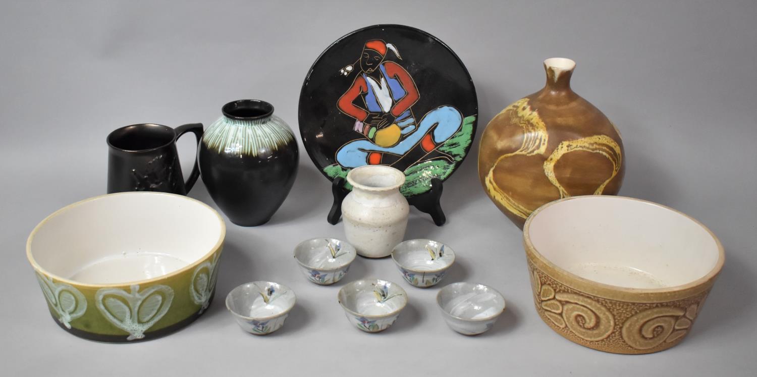 A Collection of Various Studio and Glazed Pottery to comprise Vases, Plates, Bowls Etc, together