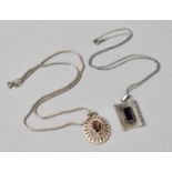 Two Silver and Jewelled Pendant on 46cm Silver Chains, Stamped 925