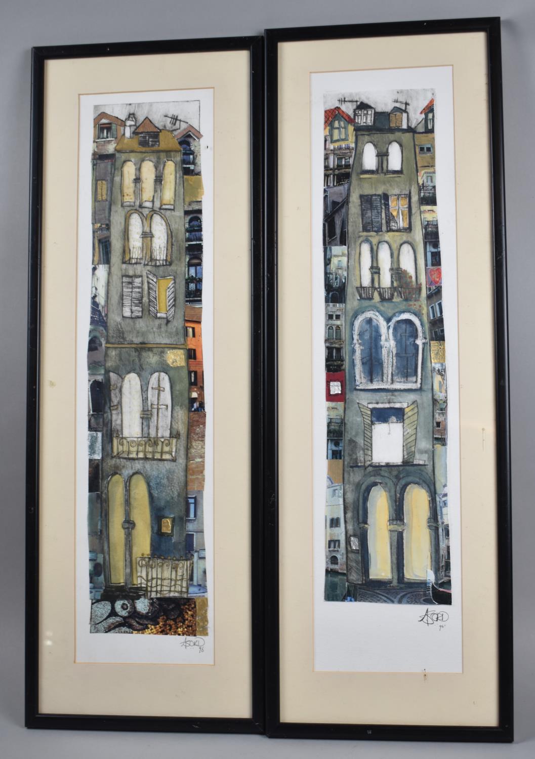 A Pair of Amanda Ord Collages, Each 54x13cm, Venetian Façades