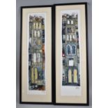 A Pair of Amanda Ord Collages, Each 54x13cm, Venetian Façades