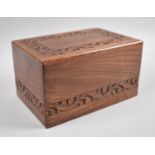 A Modern Carved Hardwood Rectangular Casket, 22.5cm Wide