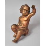 An Early 20th Century Continental Putti, Gilded Cast Composition Material. 12cm x 15cm x 30cm. AF