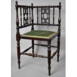 A Late 19th Century Arts and Crafts Corner Chair with a Profusely Bobbin-Turned Back, 55cm wide x