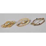 Three 9ct Gold Early 20th Century Brooches to include Rose Gold, Opal and Blue Stone Wishbone,