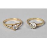 Two 9ct Gold and White Stone Dress Rings, 2.9gms, Size J and N