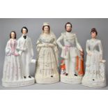 Four 19th Century Staffordshire Pottery Portrait Figures of British Royalty, the Tallest 44cm