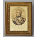 A Miniature 19th Century Portrait Printed on a Silk Entitled 'The Right Honorable Baron Nelson of