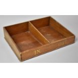 An Edwardian Two Division Wooden Desk Top 'In' and 'Out' Tray. 42.5x32.5cms
