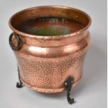An Arts and Crafts Influenced Copper Planter with Wrought Iron Supports and Twin Handles, 23cm