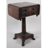 A 19th Century Mahogany Two Drawer Drop Leaf Ladies Work Table on Octagonal Support, Shaped Quadrant