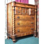 A Large 19th Century Mahogany Scottish Chest having Central Deep Drawer Flanked by Two Small Drawers