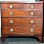 A Late Georgian Mahogany Chest of Two Short and Three Long Drawers with Oval Brass Drop Handles