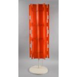 A 1970's Lamp with Pierced Plastic Shade and Circular Base, 94cm high