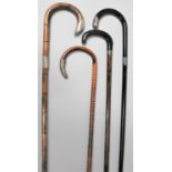A Group of 19th Century Walking Sticks with Sliver and White Metal Mounts, the Longest 92cm