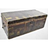 A 19th Century Brass Mounted and Studded Covered Trunk by James Bryant, The Hinged Lid having