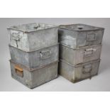 A Collection of Six Galvanised Iron Tote Part Bins