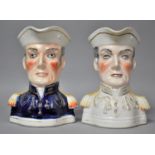 Two 19th Century Staffordshire Portrait Jugs of the Duke of Wellington, 18cm High