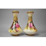 A Pair of Royal Worcester Vases (Shape 2187) Painted with Rose Decoration and Signed W. H. Austin,