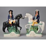 A Pair of 19th Century Staffordshire Pottery Portrait Figures of Dick Turpin and Tom King, 22cm High