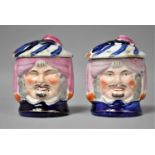 A Pair of 19th Century Staffordshire Pottery Tobacco Jars Modelled as Omar Pasha, 14cm high