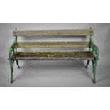 A Victorian Cast Iron and Wooden Lath Bench with Vine Leaf Decoration. Wooden Laths Require
