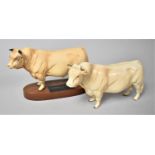 A Beswick Connoisseur Collection Charolais Bull (Matt) and a Beswick Charolais Bull, Model 2463A