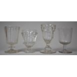 A Collection of Four 19th Century Drinking Glasses to Include Moulded Heavy Examples, All with