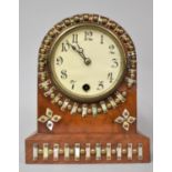 An Unusual Late 19th Century Dome Top Mantel Clock with Brass Stud and Mother Of Pearl Decoration.