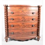 A Late Victorian Mahogany Bow Fronted Scottish Chest of Four Graduated Long Drawers and Secret