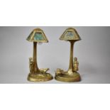 In The manner Of Joseph D'Aste A Pair of Art Deco Figural Brass Table Lamps, One in the Form of