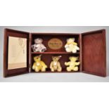 A Steiff Limited Edition UK Baby Bear Set 1999-2003. The Wooden Display Case Containing Five