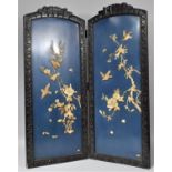 A Late 19th Century Japanese Shibayama Two Fold Screen, Decorated with Flying Birds and Trees in