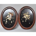 A Pair of Late 19th Century Japanese Shibayama Wall Plaques, One Decorated with a Pair of Geese, the
