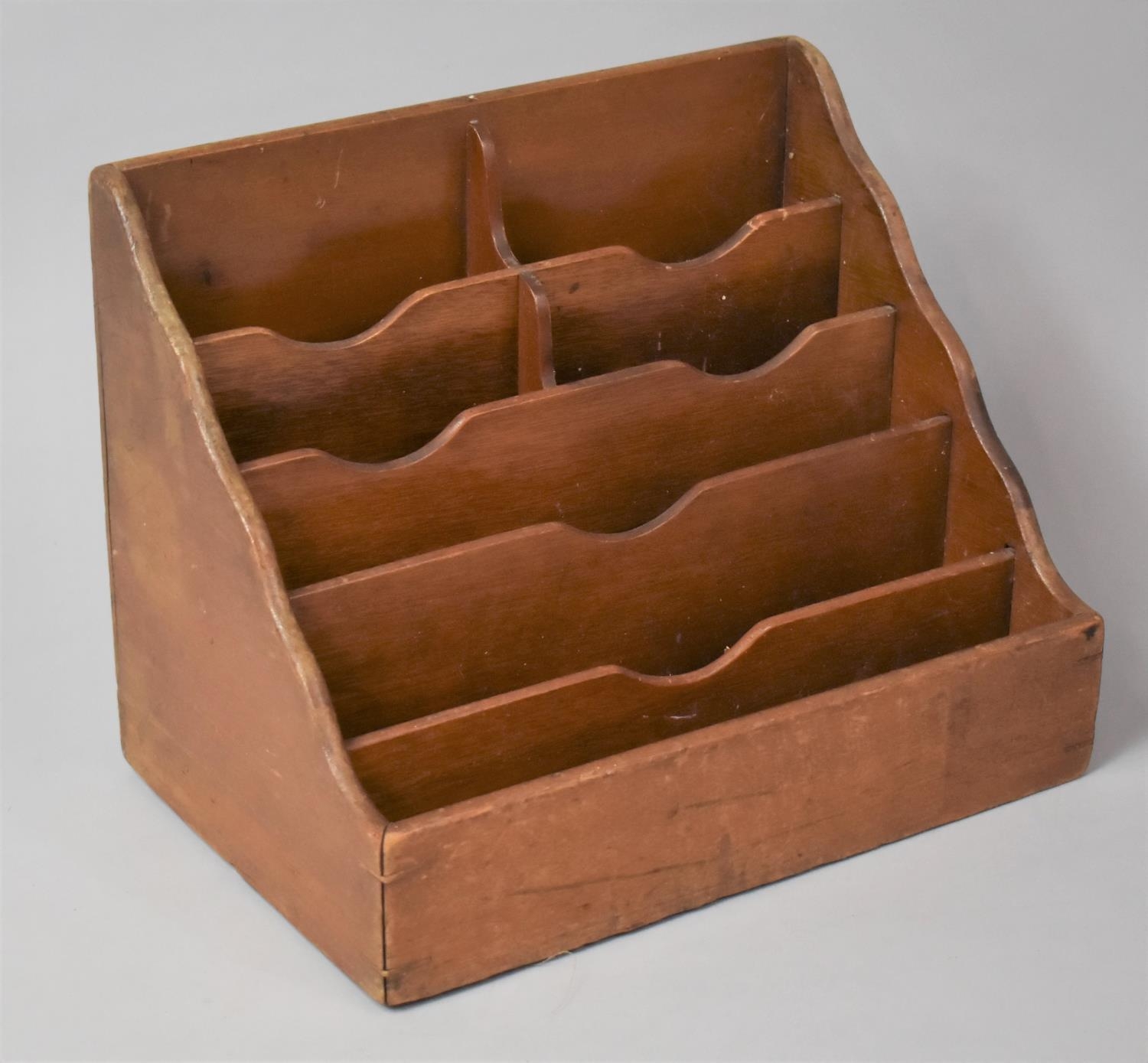 An Edwardian Mahogany Desktop Stationery Rack, 30cms Wide