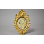 A 19th Century Oval Hand Painted Miniature on Ivory, Signed A. Barton Davis, Housed in Ornate Gilt