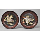 A Pair of Late 19th Century Japanese Shibayama Wall Plaques, Decorated with an Eagle Resting in a
