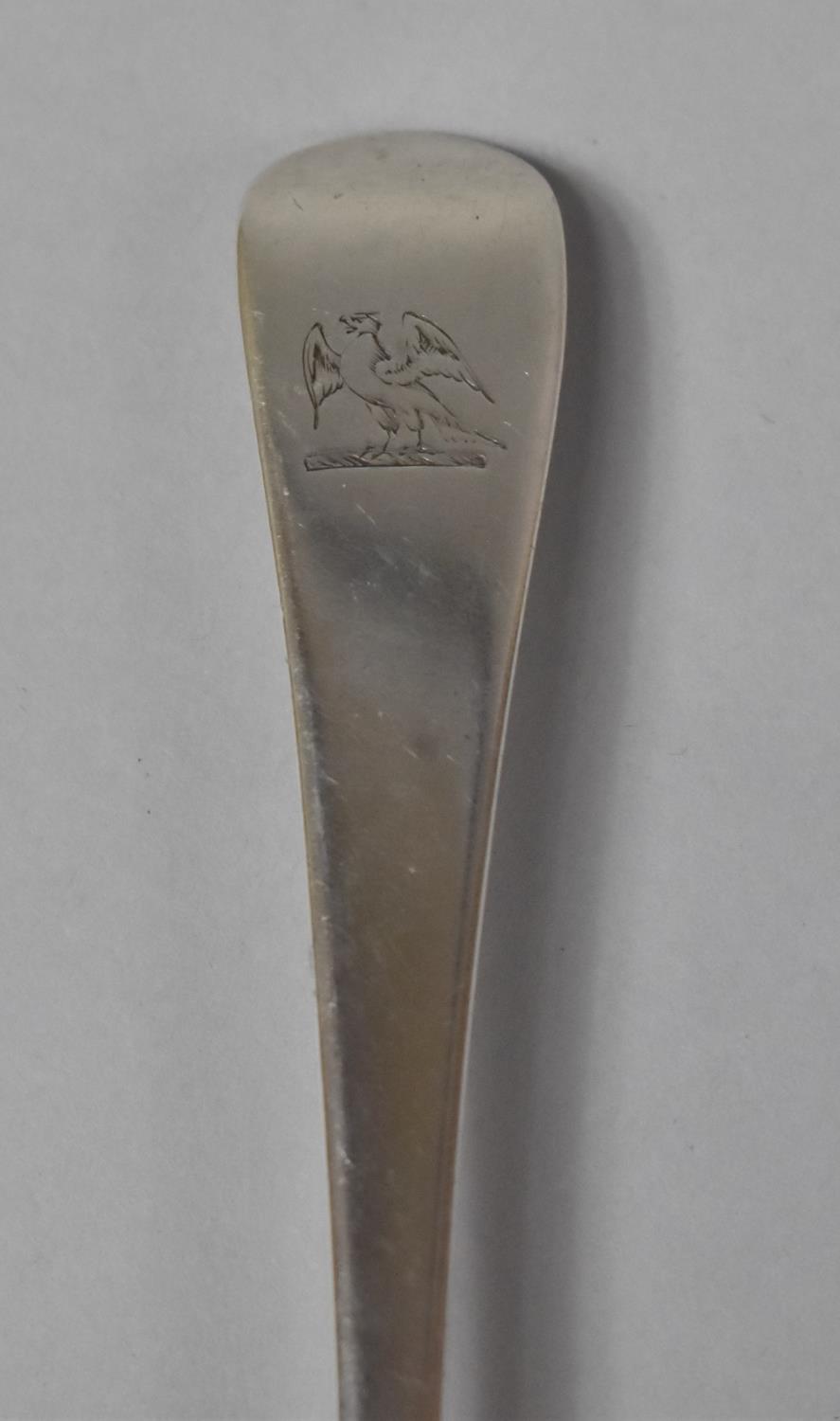 An 18th Century Georgian Silver Serving Spoon, Terminal with Griffin Heraldic Device Engraving, - Image 2 of 3