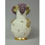 A German Schierholz Floral Encrusted Vase (Some Losses to Petals) 27.5cms High