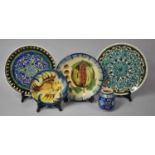 A Collection of Jerusalem Pottery to Include Iznik Type Plates and Squat Vase together with Fish and