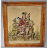A 19th Century Tapestry Picture of a Scottish Highland Figure Carrying a Hawk, in a Birds Eye