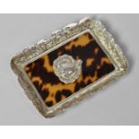 A Small Silver Topped Tortoiseshell Tray with Scalloped Rim, Birmingham Hallmark, 9.5x7cms