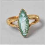 An 18ct Gold Victorian Cameo Ring, Having Lozenge Carved Green and White Glass Depicting Maiden, 3gm